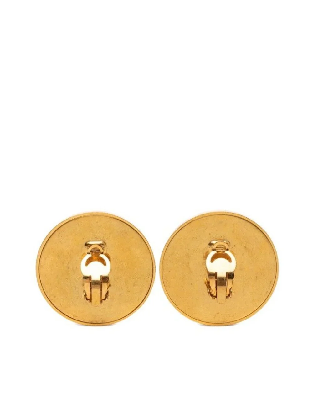 Chanel CC Logo Round Earrings Gold Plated